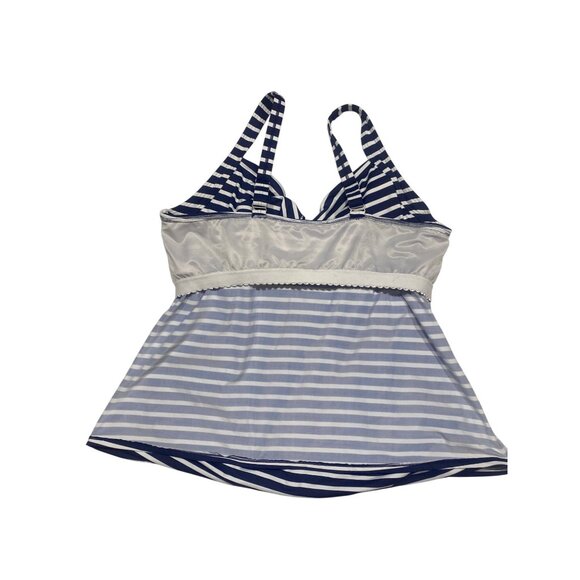 Lands End Tankini Top Womens  Size 20W  Blue & White Striped Built-In Underwire - Picture 6 of 11